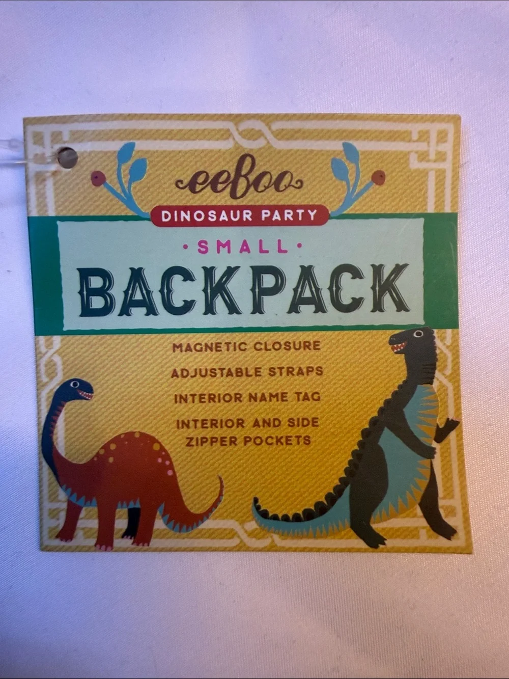 NWT Dinosaur Party Backpack by eeBoo. Women-owned Sustainably Sourced!